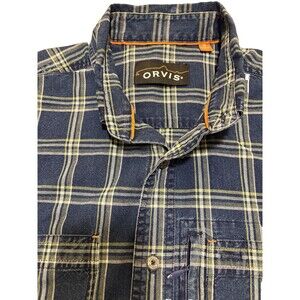 VTG Orvis Metal Button Down Shirt Men', Blue, Long Sleeve, Cotton, Medium size